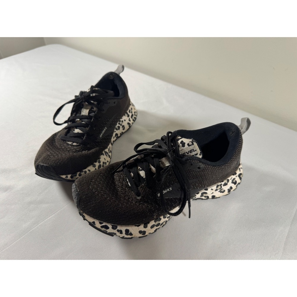 Brooks Revel 4 Running Shoes Black White Leopard Print 1203371B095 Womens 6